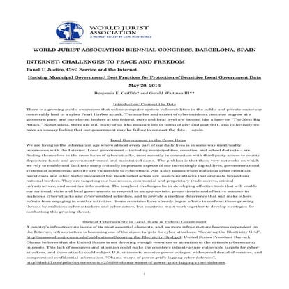 Hacking Municipal Government  Best Practices for Protection of  Sensitive Loc...