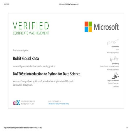 cerificatepythondatascience | PDF