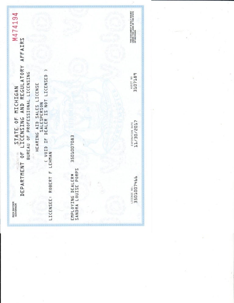 Hearing Aid Salesperson License