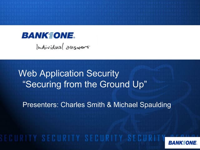 Bank One App Sec Training