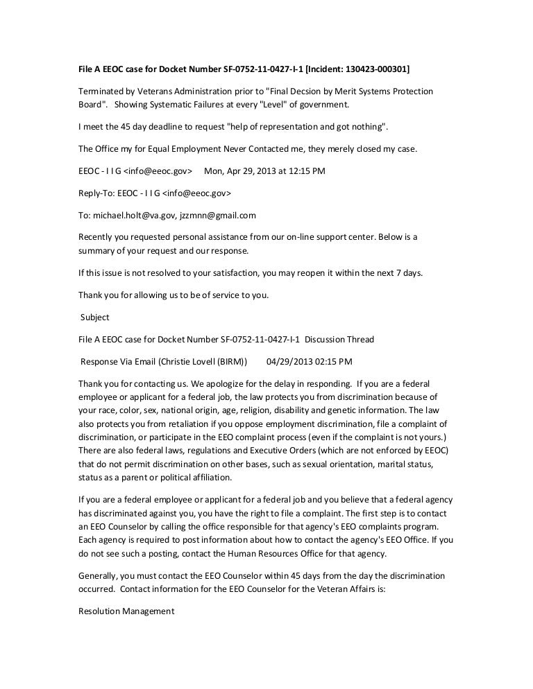 EEOC case for Docket Number SF0752110427I1