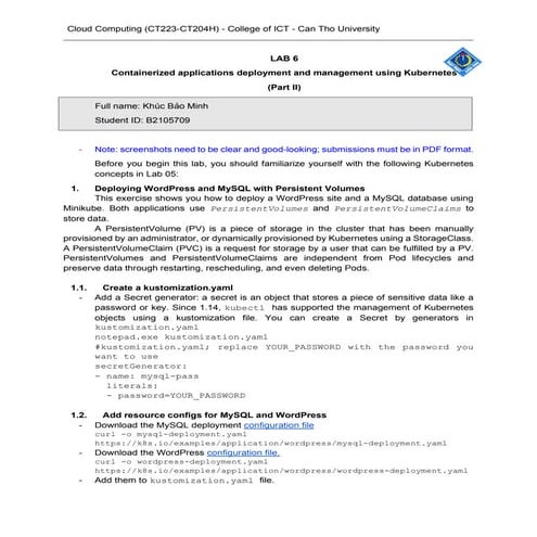 Lab06-Containerized applications deployment and management using Kubernetes.pdf