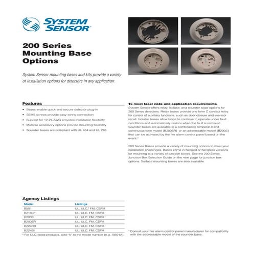 System Sensor B210LP Data Sheet