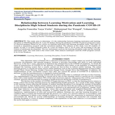 Relationship between Learning Motivation and Learning Disciplinein High ...