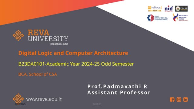 Digital logic and computer design with Unit 2 topics