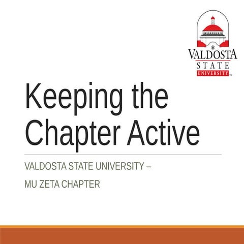 Keeping the Chapter Active - Chapter Ops 