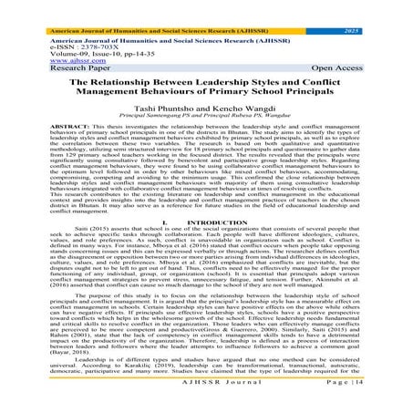 The Relationship Between Leadership Styles and Conflict Management Behaviours...