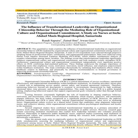 The Influence of Transformational Leadership on Organizational ...