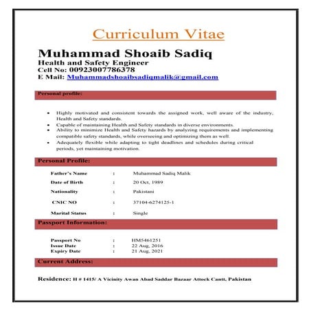 HSE ENGINEER CV OF MUHAMMAD SHOAIB SADIQ -2-