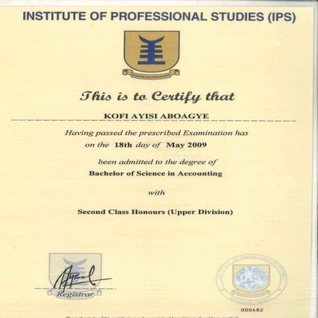 UPSA Cert & Transcript