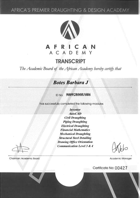 African Academy Certificate | PDF