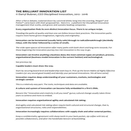 THE BRILLIANT INNOVATION LIST