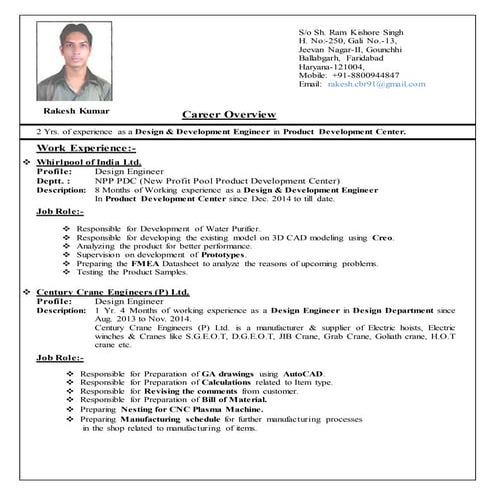 G.madhu babu resume (technical engineer) | DOC