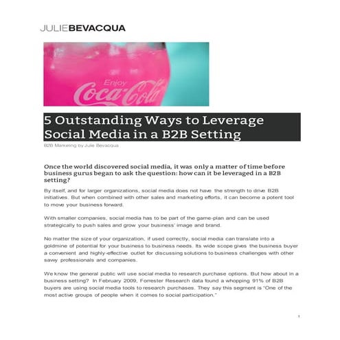 B2B Marketing: 5 Outstanding Ways to Leverage Social Media in a B2B Setting b...