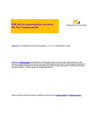 B2B Add-on implementation scenarios PO. Part II Outbound EDI