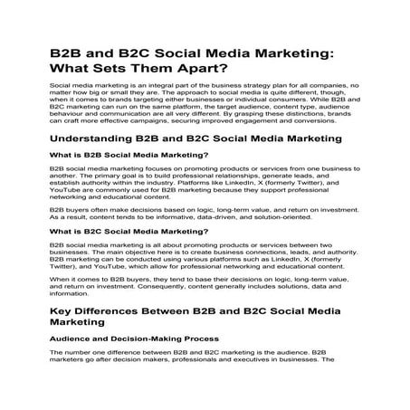 Key Differences Between the B2B and B2C Marketing | PPTX