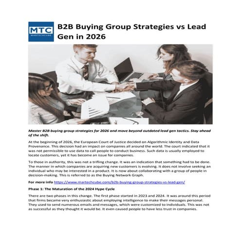 B2B Buying Group Strategies vs Lead Gen in 2026 for Growth | PDF