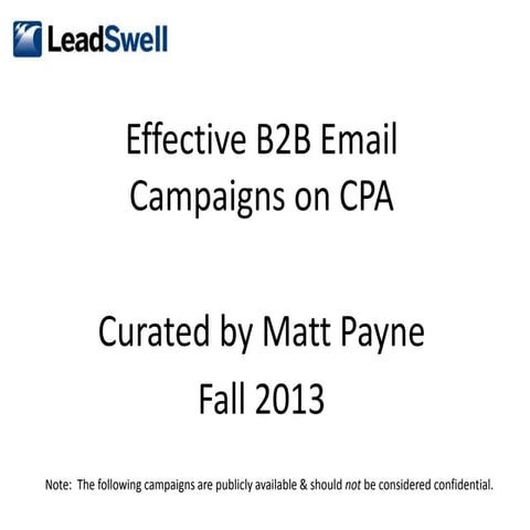 B2B Email Campaigns on CPA -- LeadSwell