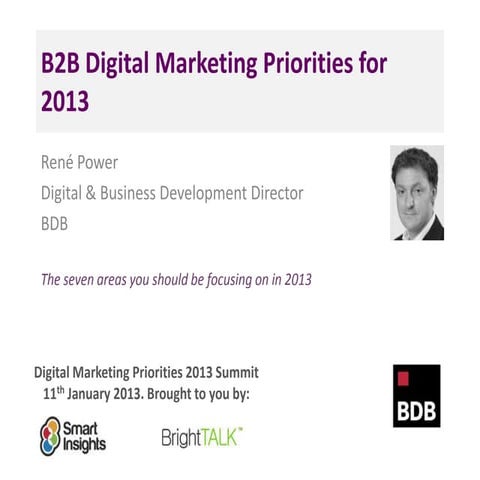 B2B Digital marketing priorities 2013