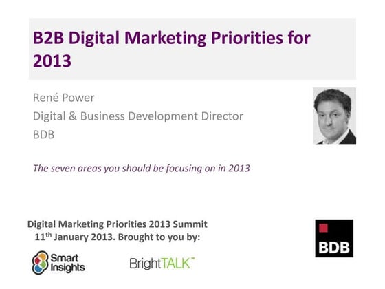 B2B Digital Marketing Priorities 2013 (SmartInsights conference)