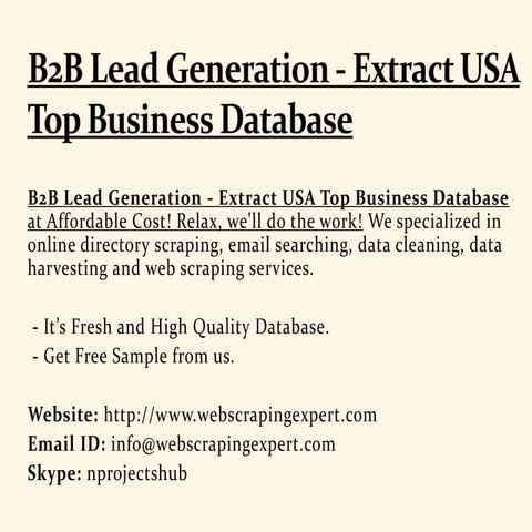 B2B Lead Generation - Extract USA Top Business Database