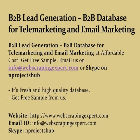 B2B Lead Generation – B2B Database for Telemarketing and Email Marketing