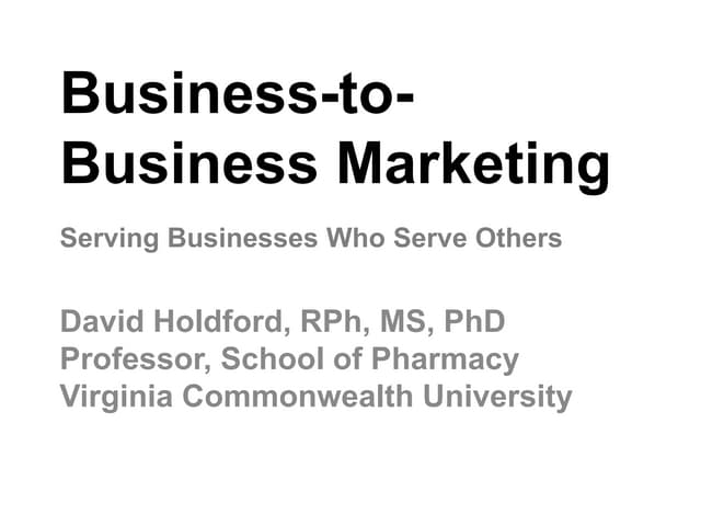Business-to-Business (B2B) Marketing