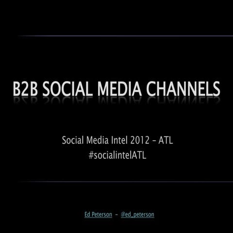 B2B Social Media Strategy SocialintelATL November 13, 2012