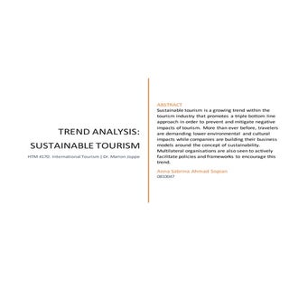 Sustainable Tourism Trend Analysis