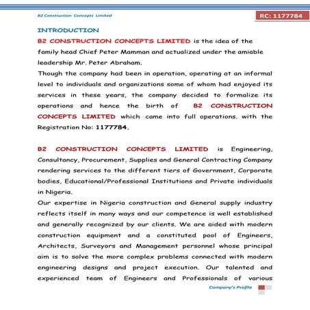 B2 Construction Concept Profile