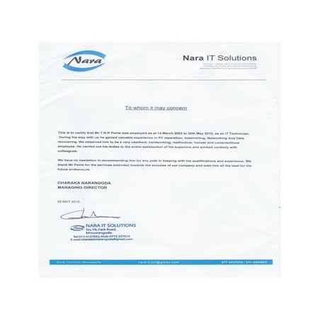 Nara Service letter 2