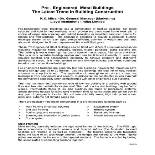 Pre - Engineered Metal Buildings - The Latest Trend In Building construction