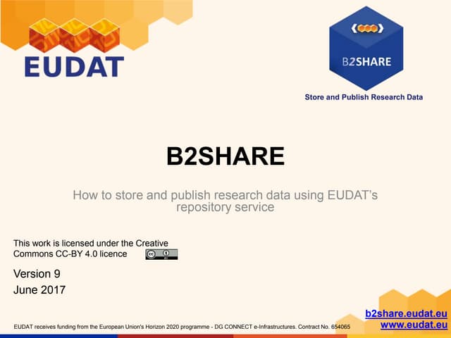 EUDAT B2SHARE: How to store and publish research data | www.eudat.eu