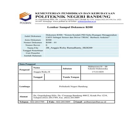 B300 - Sistem Kendali PID Suhu Ruangan Menggunakan LM35 Sebagai Sensor dan Dr...