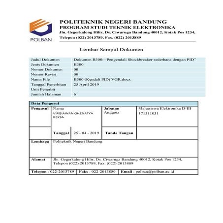 B300 (kendali tinggi dengan beban menggunakan p&id) vgr