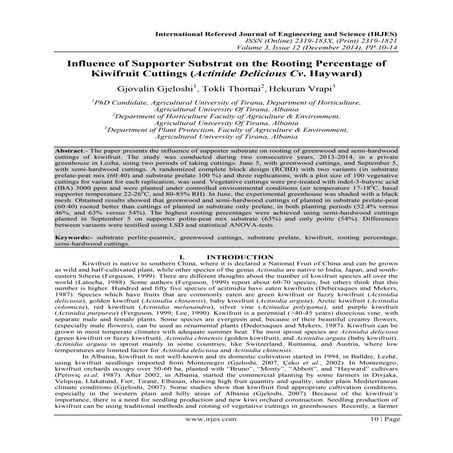 Influence of Supporter Substrat on the Rooting Percentage of Kiwifruit Cuttin...