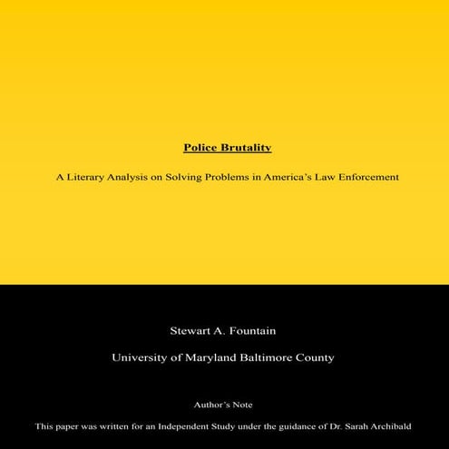 Literary Analysis on Solving Problems in America's Law Enforcement