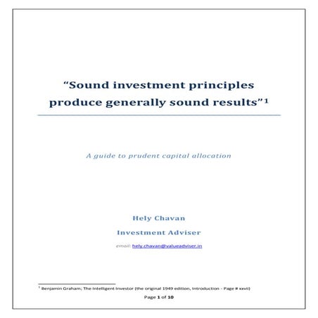 Prudent Capital Allocation - My Investment Thesis