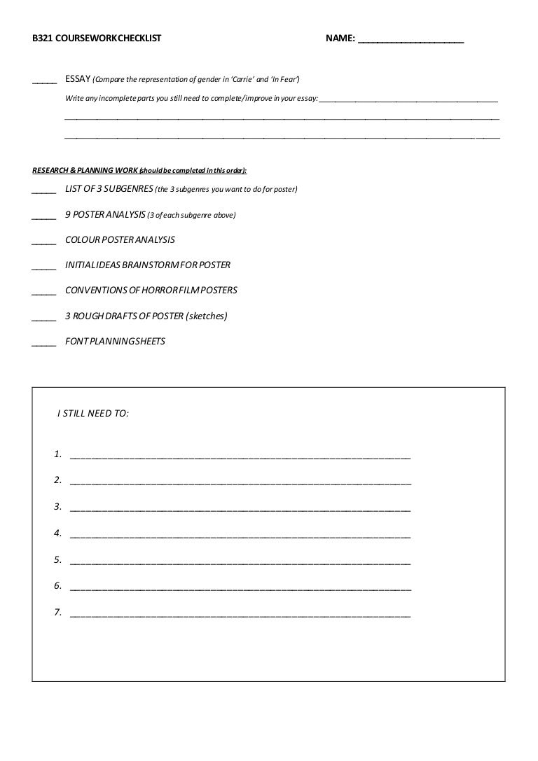 Mai course checklist picture