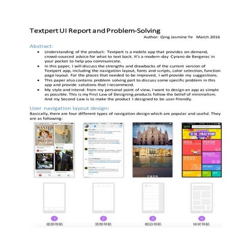 Textpert UI Report and Problem