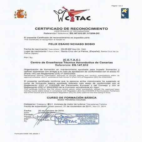 EASA Certificate | PDF