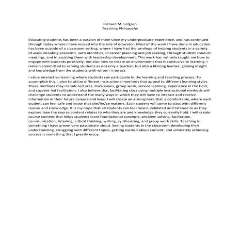 R.Lofgren.Teaching Philosophy 