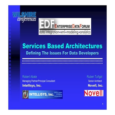 Services Based Architectures - Defining The Issues For Data Professionals