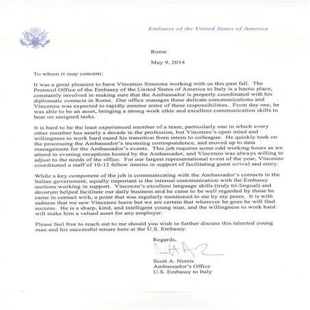 Reference Letter U.S. Embassy