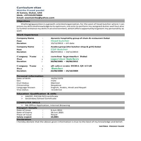 Head Butcher | DOCX