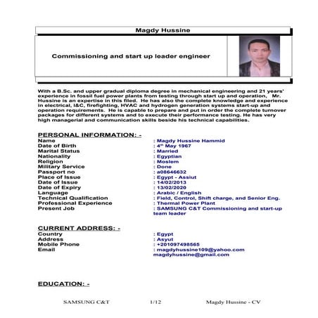 Magdy Hussine CV
