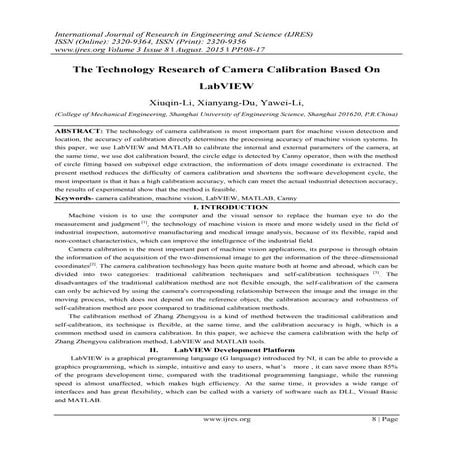 The Technology Research of Camera Calibration Based On LabVIEW