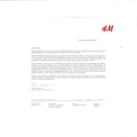 Reference letter.H&M | PDF