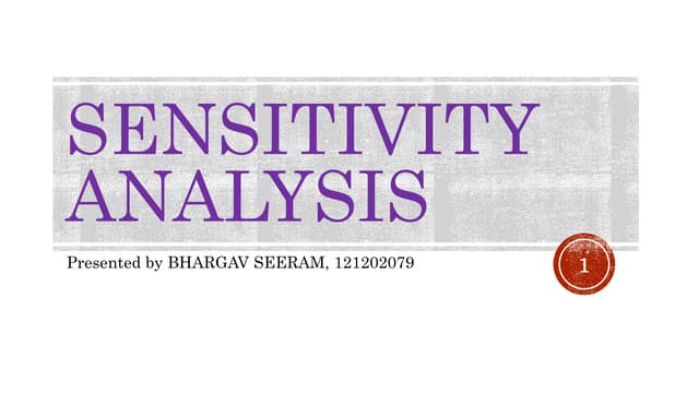 Sensitivity Analysis