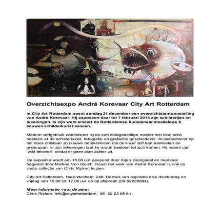Persbericht expo Andre Korevaar